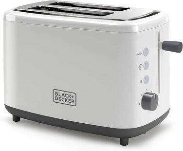 Тостер Black+Decker BXTO820E 820 Вт, 2 широкі екстрадовгі відсіки, 7 режимів, автоматичне центрування, білий пластик