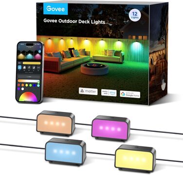 Розумні вуличні стінові світильники Govee Outdoor Wall Lights, RGBWIC, водонепроникні IP65, комплект 12 шт.