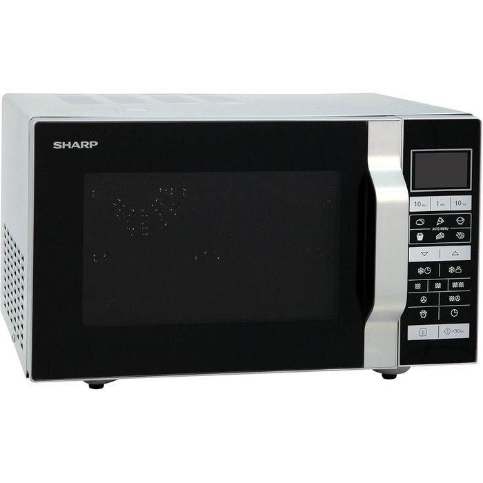 Мікрохвильова піч Sharp R-860S 3-в-1 з грилем і конвекцією, 25 л, 900 Вт, нержавіюча сталь, програмне управління, розморожування за вагою та часом