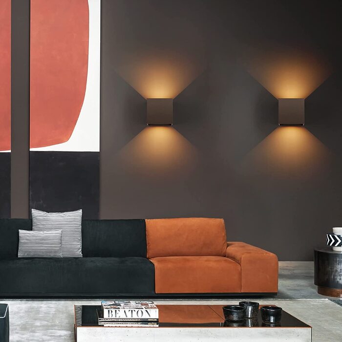 Світильник настінний LED K-Bright 12W, двосторонній потік світла (вгору та вниз), теплий білий 3000K, водонепроникний IP65, антрацит (іржавий колір), для дому та вулиці