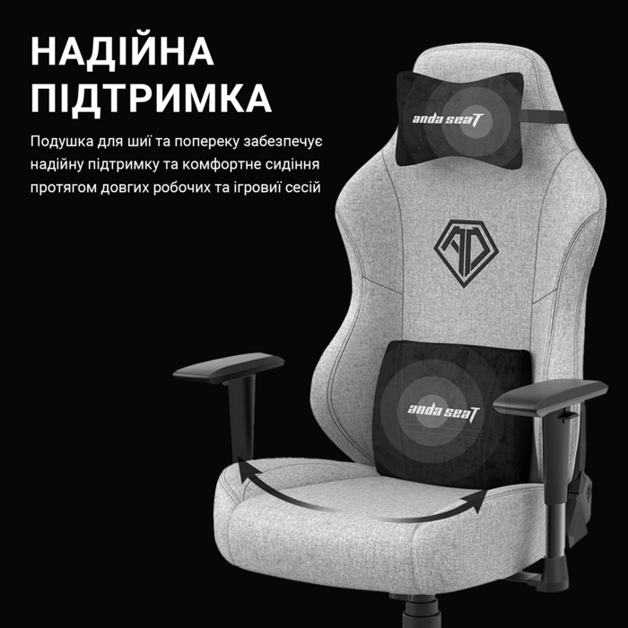 Крісло ігрове Anda Seat Phantom 3 Black Fabric Size L