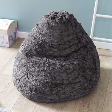 Дитячий пуф Lumaland Fluffy, 60x45 см, м'який плюш, знімний чохол, сірий, 120 л – сидіння для дівчаток і хлопчиків
