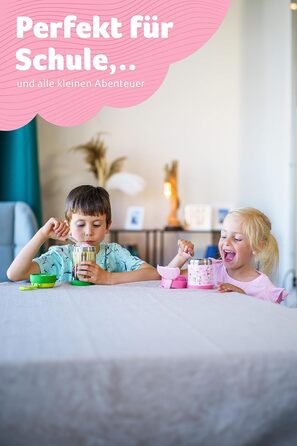 Термос для їжі Jarlson YUMMY 450 мл рожевий, харчовий контейнер з ложкою, нержавіюча сталь, для дитячого харчування, йогурту, мюслі, термобанка для їжі