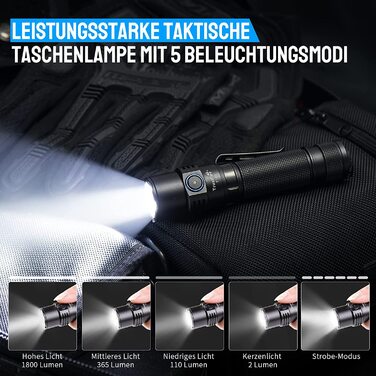 LED ліхтар Trustfire T11R, надяскравий 1800 люмен, USB-зарядка, 5 режимів, тактичний, водонепроникний IP68, для кемпінгу, туризму, екстрених ситуацій, чорний