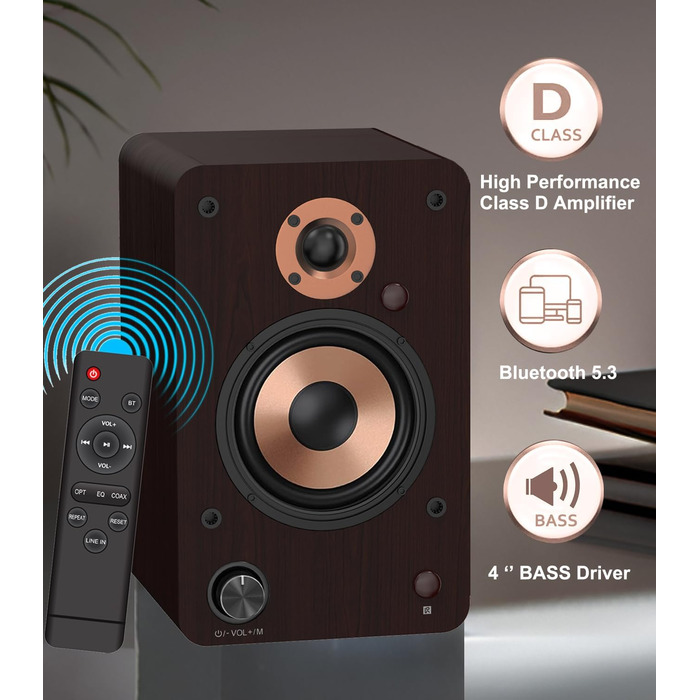 LONPOO LP-42S/LP-42M-BR: Компактні Bluetooth колонки з USB, AUX та виходом на навушники | 30W, 3-дюймовий динамік, дерев'яний корпус