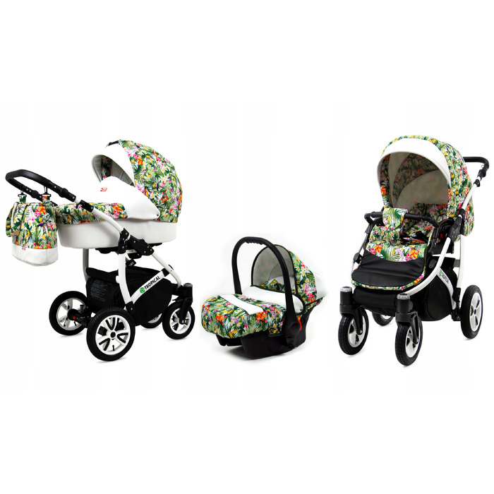 Дитячий візок 3в1 BabyLux TROPICAL: люлька, прогулянкова коляска та автокрісло