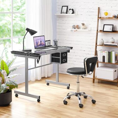 Офісний стілець Yaheetech з регульованою висотою та спинкою, обертовий на колесах 360°, для бару, салону, клініки, майстерні