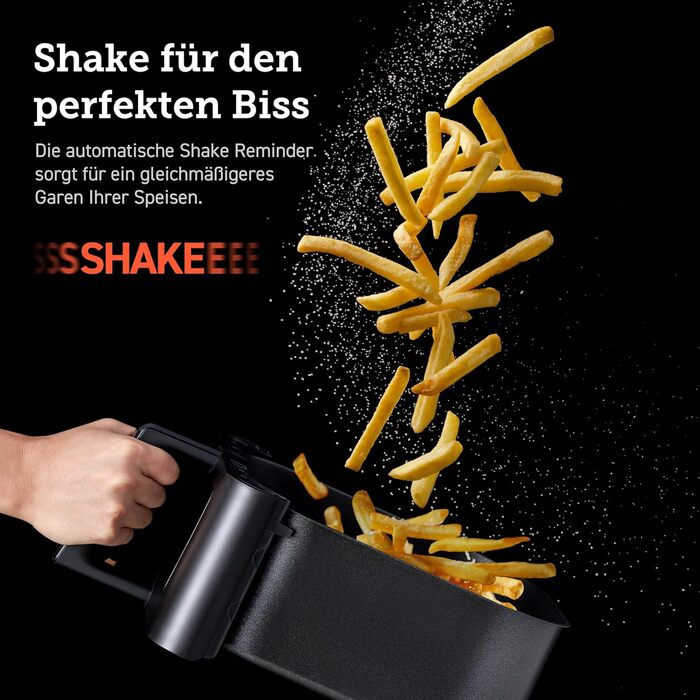 Фритюрниця повітряна COSORI Clear Blaze XXL 6,2 л, 12-в-1, з оглядовим вікном, Shake-Reminder, 80 рецептів, енергозберігаюча, чорна