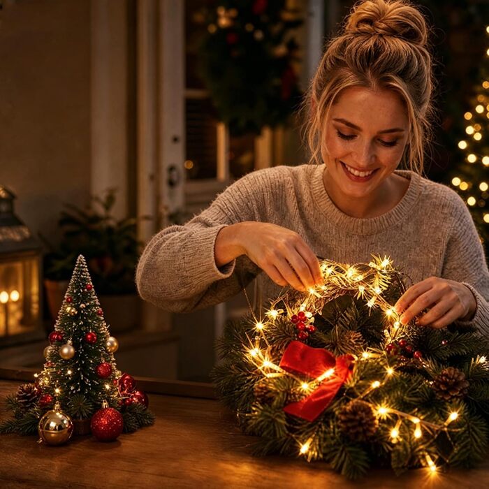 Світлодіодна гірлянда LED 800 вогнів, 60м, теплий білий колір, прозорий кабель, для внутрішнього та зовнішнього використання