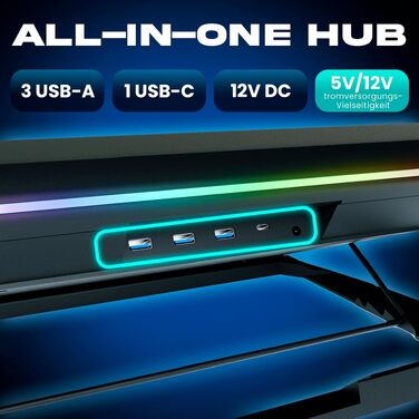 Ігровий охолоджувач для ноутбука KLIM Turbofrost до 17 дюймів, 4 вентилятори, RGB підсвітка, алюміній, чорний
