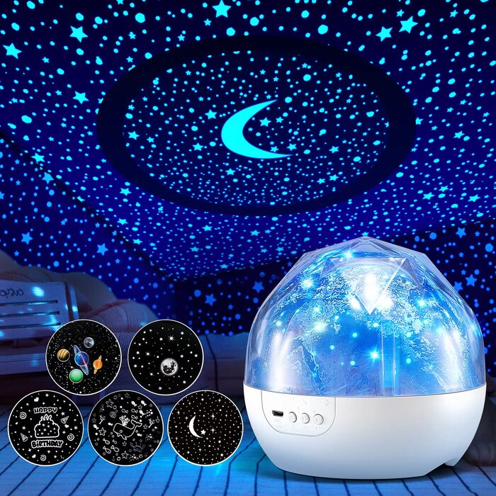 Нічник-проектор зоряного неба для дітей з 15 фільмами, Bluetooth, LED, декор для дитячої кімнати