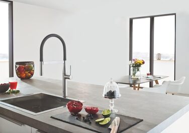 Змішувач кухонний GROHE Essence з висувним душем (графіт) 30294000