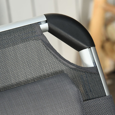 Outsunny Sun Lounger Садовий шезлонг Alu Fabric Шезлонг Relax Lounger 5-позиційний регульований складний ергономічний сітчастий тканина сірий 170 x 60 x 76 см