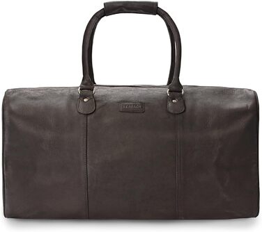 LEABAGS Дорожня сумка з натуральної шкіри 40 л, жіноча та чоловіча, преміум якість, велика спортивна та тренувальна сумка для подорожей, чорна
