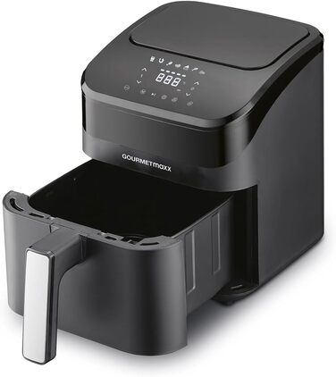 GOURMETmaxx цифрова аерофритюрниця 4 л, 1400 Вт, з таймером і сенсорним екраном, багато програм, економія енергії, мінімум олії, чорна
