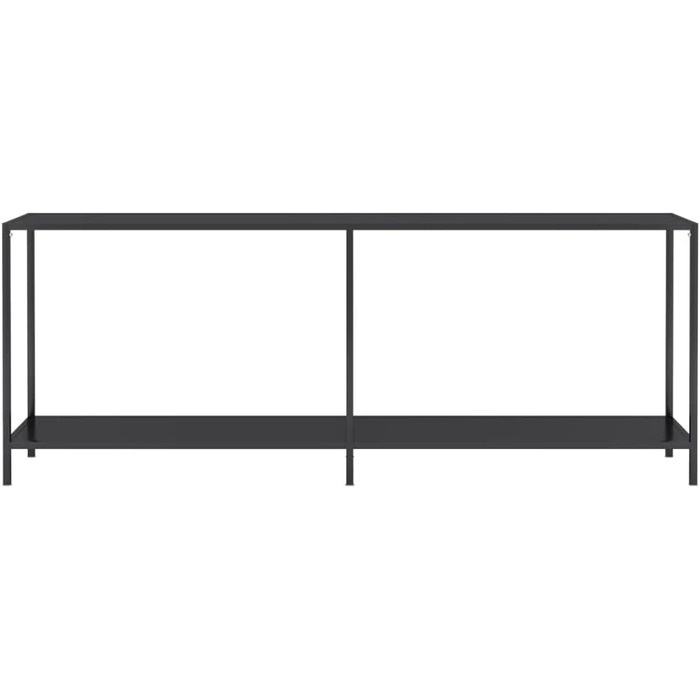 Консольний стіл vidaXL зі скла та сталі, чорний, 200x35x75,5 см – сучасний приставний стіл для коридору, вітальні, з гартованого скла