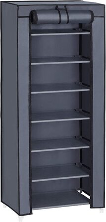Стійка для взуття SONGMICS, 7 рівнів, 28×46×126 см, метал, сірий, з пилозахисним чохлом, для підборів і кросівок