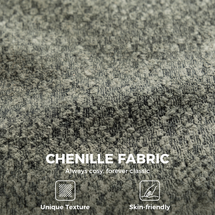 Обіртний крісло-лаунж з оббивки під chenille, широке сидіння, для вітальні та спальні, сіре