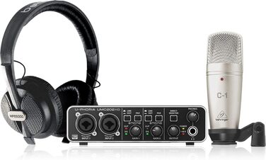Аудіоінтерфейс Behringer U-PHORIA Studio Pro 2x2, 24-біт/192 кГц, USB, з мікрофонними підсилювачами Midas - Студійний набір