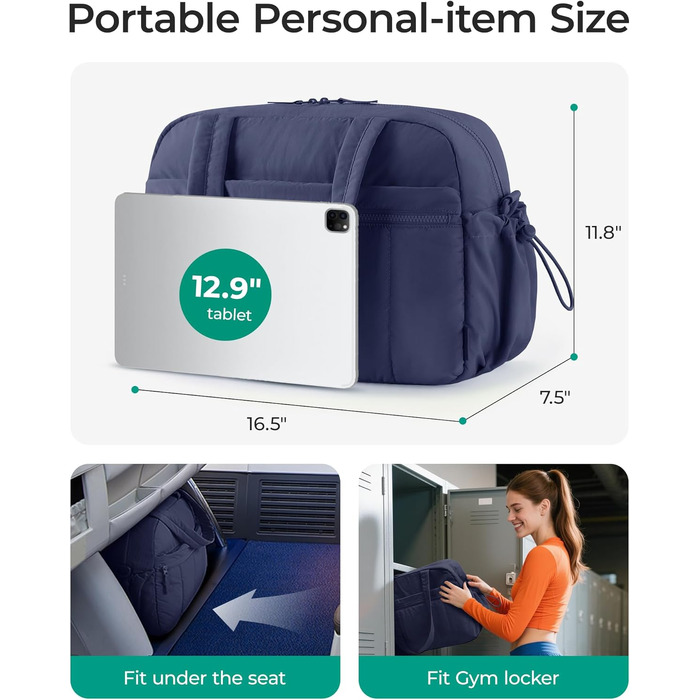 Спортивна сумка-вікенд BAGMART Puffer на 24л для жінок та мам, містка сумка для подорожей та речей дитини (Темно-синя, S)