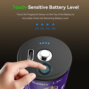 Акумулятори ENEGON C (LR14) 1.5V Li-Ion, 7400mWh, з портом USB-C для зарядки, рожеві, 4 шт. в комплекті
