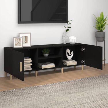 TV-тумба vidaXL чорна 150x30x50 см, деревостружкова, для вітальні, телевізійна підставка, меблі для Hi-Fi апаратури