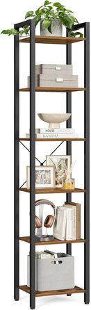 Стелаж VASAGLE Regal з 6 полицями, 30x40x186 см, вінтажний, для офісу, вітальні, спальні, кухні