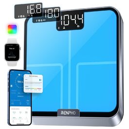 Розумна вага RENPHO з Bluetooth, вимірюванням жиру, 13 показниками здоров'я, кольоровою шкалою, ITO-покриттям, акумуляторна