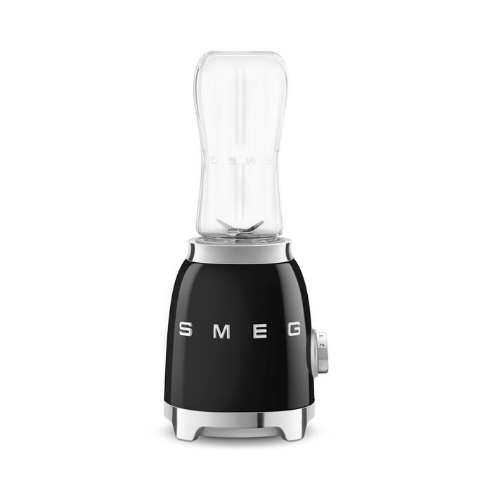 Блендер Smeg PBF01BLEU персональний, 300 Вт, чорний: подвійне лезо з нержавіючої сталі, 2 пляшки 600 мл, 2 швидкості