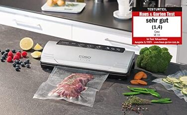 Вакуумний пакувальник CASO 1369 VC11 сріблястий: Збереження свіжості продуктів до 8 разів, 30 см, 10 пакетів