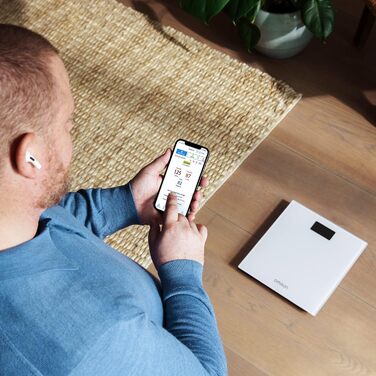 OMRON HN300T2 Intelli IT – розумні електронні ваги для тіла з Bluetooth, для дому, підключення до смартфона, сірі