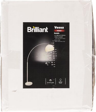 Торшер BRILLIANT Vessa, 1,7 м, хром/білий, для вітальні