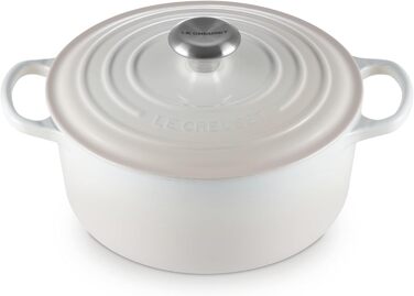 Чавунна каструля-брятер Le Creuset Signature з кришкою, 24 см, кругла, для всіх типів плит та індукції, 4,2 л, колір Meringue