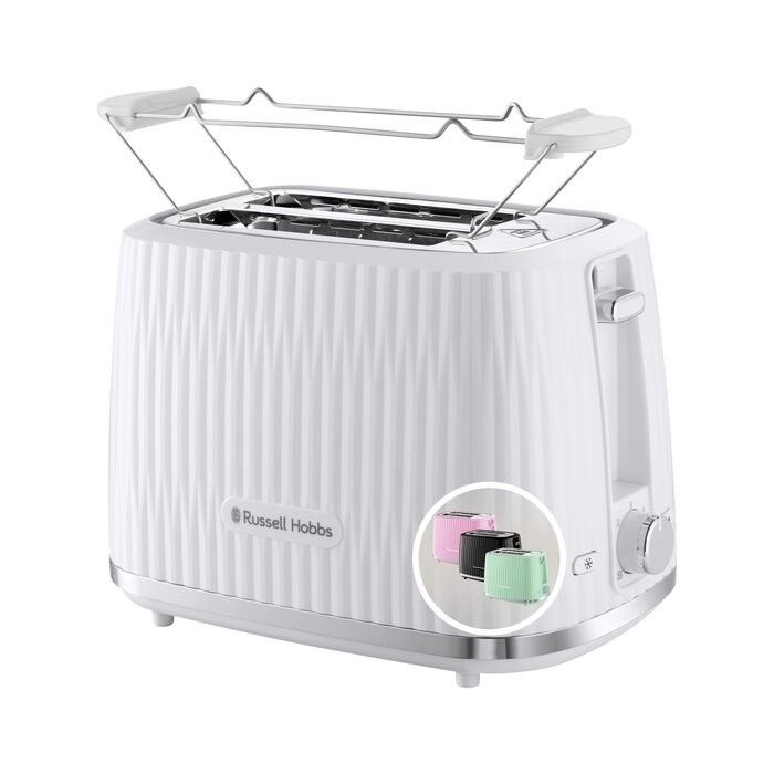 Тостер Russell Hobbs Eden для 2 скибок, білий - 6 режимів підсмажування, розморожування, підігрів, підйом, лоток для крихт