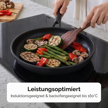 Набір сковорідок KitchenAid Classic для індукційних плит (20, 24, 28 см), керамічне антипригарне покриття без PFAS, посудомийна машина та духовка, чорний