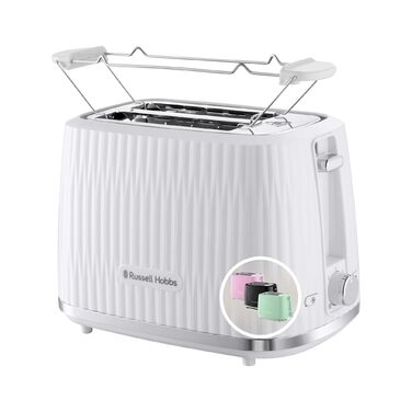 Тостер Russell Hobbs Eden для 2 скибок, білий - 6 режимів підсмажування, розморожування, підігрів, підйом, лоток для крихт