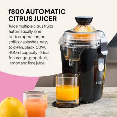 Citrus-прес електричний Fridja F800 Premium для апельсинів та лимонів, нержавіюча сталь, 400 мл, 50 Вт, чорний