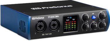 Аудіоінтерфейс PreSonus Studio 24c USB-C для запису, стрімінгу та подкастингу з програмним забезпеченням (2 мікрофонні преампи/2 виходи)