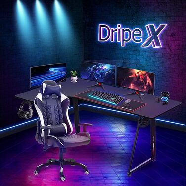 Ігровий стіл Dripex L-подібний 160 см, комп'ютерний стіл для офісу та дому, ергономічний кутовий стіл (правий)