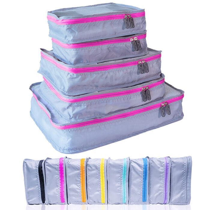 Набір органайзерів для подорожей MUMI Packing Cubes, 5 шт., органайзер для одягу в валізу та сумку, сірий/рожевий