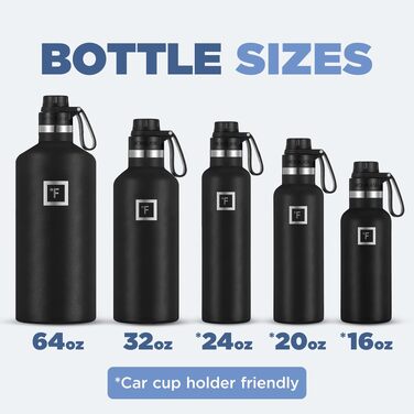 Термофляга IRON °FLASK 950 мл з 3 кришками - не протікає, подвійні стінки, ізольована, BPA-free, для спорту, школи, фітнесу, кемпінгу (з носиком)