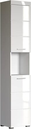 Висока шафа для ванної trendteam Amanda, білий глянцевий, 37x190x31 см, сучасний дизайн