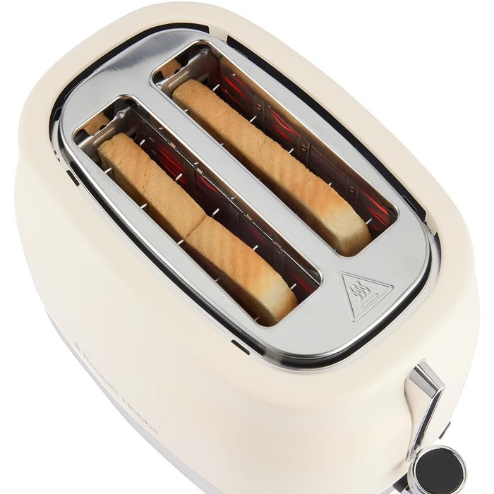 Тостер Russell Hobbs Hanley Crème-Weiß на 2 тости, 6 режимів, розморожування, підігрів, підставка для булочок