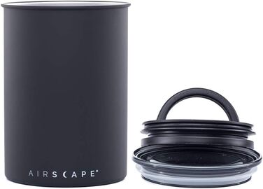 Контейнер для кави Airscape з нержавіючої сталі – герметичний контейнер для зберігання продуктів – запатентований дизайн – зберігає свіжість продуктів (середній, матовий чорний)
