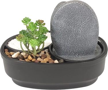 Декоративний настільний фонтан LEMODO з LED-підсвіткою, скляною кулею та ефектом водоспаду для дому та Zen-саду (Namaste)