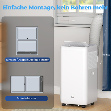 Мобільний кондиціонер з відвідним шлангом 12 000 BTU / 3,5 кВт, 5-в-1, з 24-годинним таймером та пультом дистанційного керування для приміщень до 35 м²