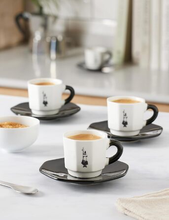 Набір еспресо-чашок Bialetti Octagonal (4 шт), матовий чорний та рожеве золото, 75 мл, RTATZ403