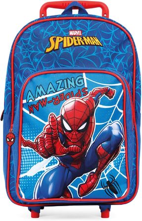 Дитячий рюкзак-тролей Marvel Spiderman для хлопчиків у дитячий садок на колесах, синьо-червоний, 40x24x15 см