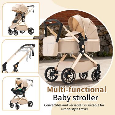 Дитячий візок 3 в 1 Kinderwagen Alltags Buggy, алюмінієва рама, темно-сірий (U9-X)
