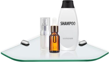 Кутова скляна полиця S'AFIELINA для душу, 23×23 см, 6 мм загартоване скло, настінна полиця для ванної кімнати